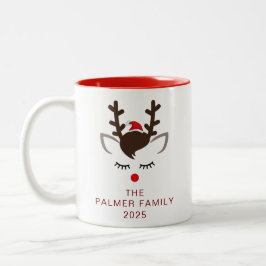Einfache Elegant Rentier Weihnachtsfamilie Name Zweifarbige Tasse