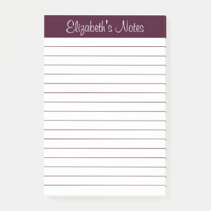 Einfache Elegant Rot Brown Lined Personalisiert Post-it Klebezettel
