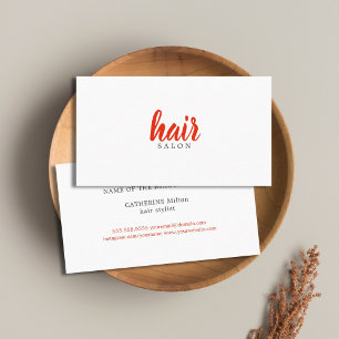 Einfache Elegant Rotes Weißes Haar Stylist Visitenkarte