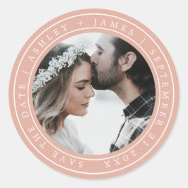 Einfache Elegant Save the Date Hochzeitsstift Foto Runder Aufkleber
