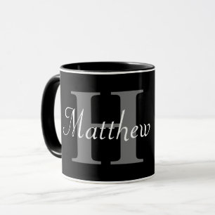 Einfache Elegant Schwarz-weiß Monogram Bold Klasse Tasse