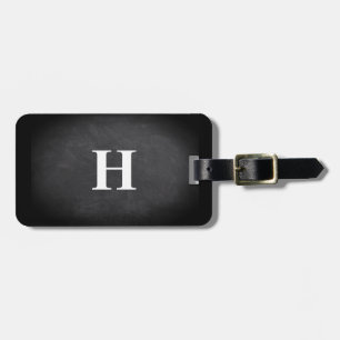 Einfache Elegant-Schwarz-weiß-Monogramm-Initial Gepäckanhänger