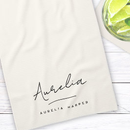 Einfache Elegant-Signatur Minimale Feminine Geschirrtuch