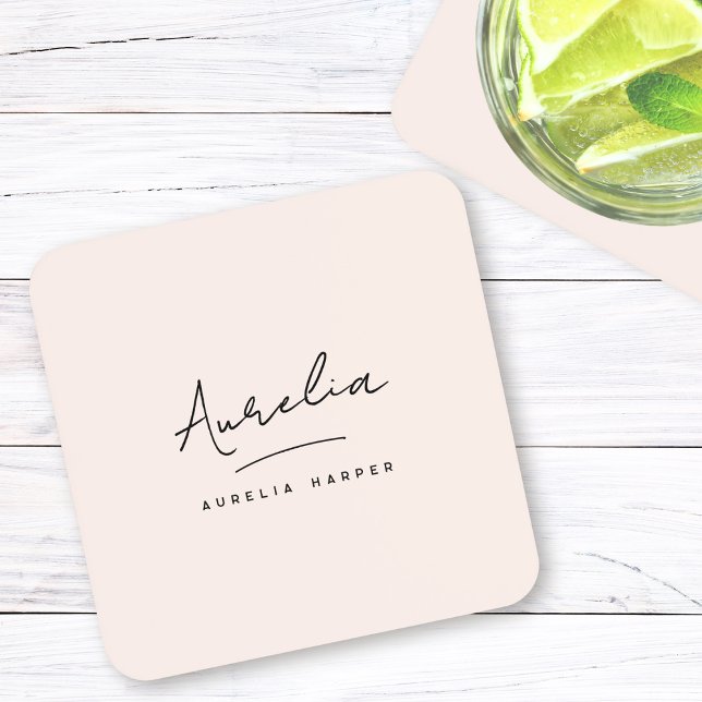 Einfache Elegant-Signatur Minimale Feminine Getränkeuntersetzer (Von Creator hochgeladen)