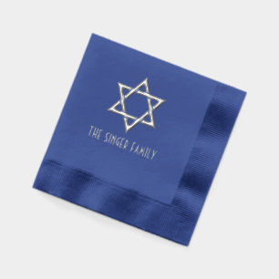Einfache Elegant Star von David #3 Familienname Servietten Mit Folie