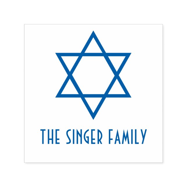 Einfache Elegant Star von David #4 Familienname Permastempel (Design)