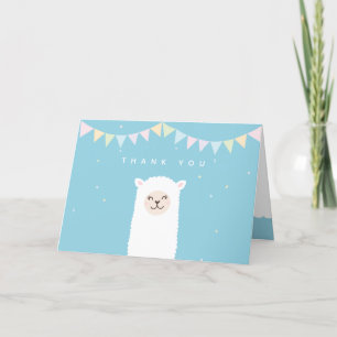 Einfache Elegant Sweet Alpaca Llama Boy Baby Dusch Dankeskarte