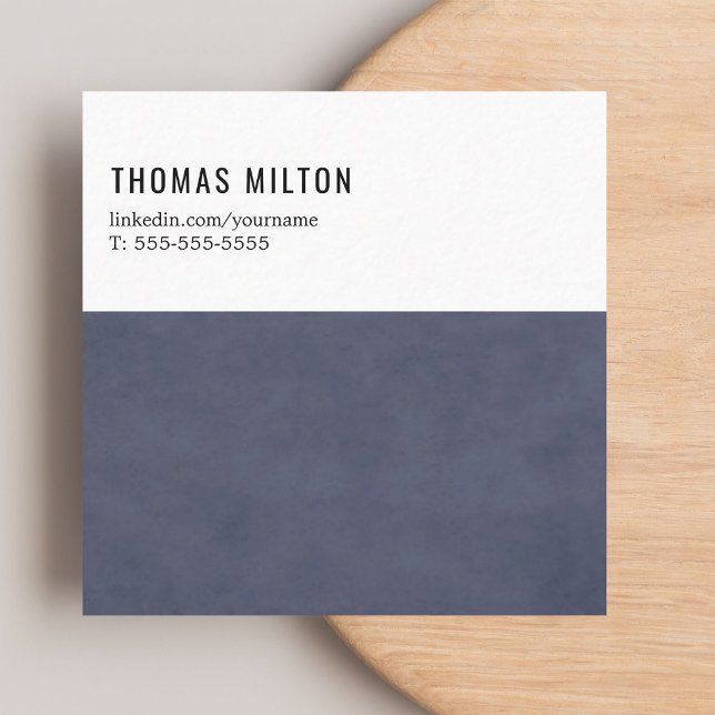 Einfache Elegant Texture Blue White Consultant Quadratische Visitenkarte (Von Creator hochgeladen)