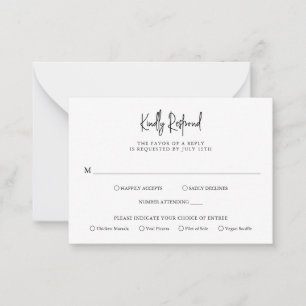 Einfache Elegant Wedding Mini RSVP Karte