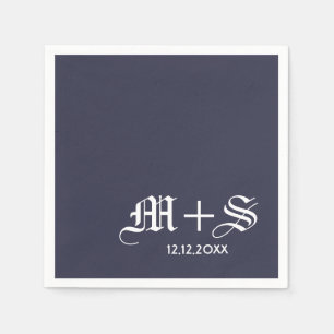 Einfache Elegant Wedding Monogram Blue Serviette