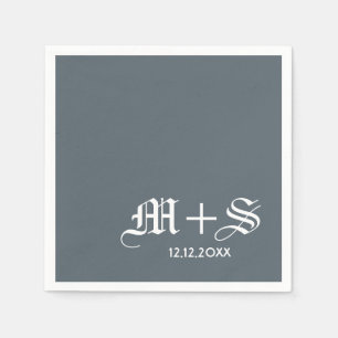Einfache Elegant Wedding Monogram Gray Serviette