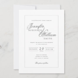 Einfache Elegant Wedding Silver Gray Script Einladung