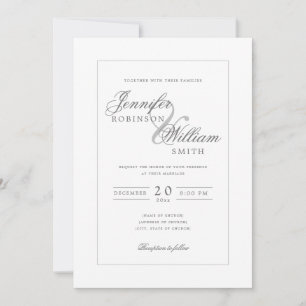 Einfache Elegant Wedding Silver Gray Script Einladung