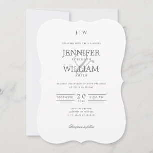 Einfache Elegant Wedding Silver Monogram Einladung