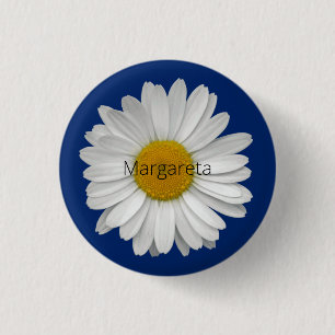 Einfache Elegant White Daisy Blume Royal Blue Button