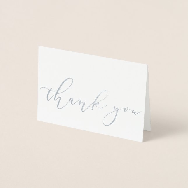 Einfache Elegant White Silver Foil Script Vielen D Folienkarte (Vorderseite)