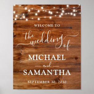 Einfache Elegant Wood Rustic Wedding Poster