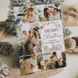 Einfache Elegante 5 Foto Grid Red Christmas Card Feiertagskarte<br><div class="desc">Diese elegante Urlaubskarte verfügt über fünf Ihrer bevorzugten persönlichen Fotos in einem einzigartigen Foto-Gitter. Um vorzeitige Änderungen vorzunehmen,  wählen Sie Personalisieren -> Bearbeiten mit dem Entwurfstool.</div>