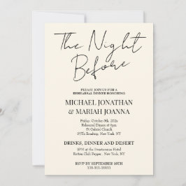 Einfache Elegante Abendessen vor der Probe Einladung