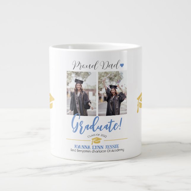 Einfache Elegante Abschluss Gold Cap Danke Script Jumbo-Tasse (Vorderseite)