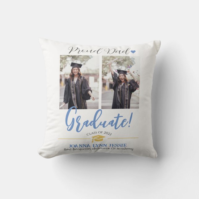 Einfache Elegante Abschluss Gold Cap Danke Script Kissen (Vorderseite)