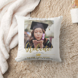 Einfache Elegante Abschluss Gold Cap Danke Script Kissen