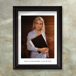 Einfache elegante Abschlussfoto und Name  Poster