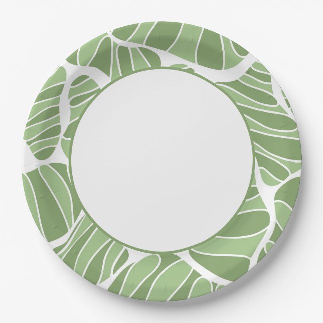 Einfache, elegante Abstrakte Green Shape Paper-Tel Pappteller (Vorderseite)