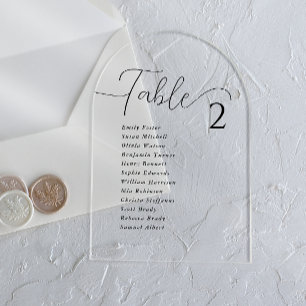 Einfache elegante Acryl-Hochzeitssitzplan-Karten Acryleinladungen