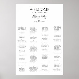 Einfache, elegante Alphabetische Sitzkarte Poster