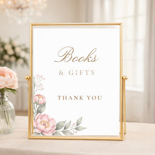 Einfache elegante Baby Shower Bücher und Geschenke Poster