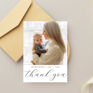Einfache elegante Baby-Shower mit einem Foto Dankeskarte