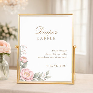 Einfache elegante Baby-Shower-Windel-Raffle In Blo Poster