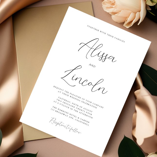 Einfache elegante Big Calligraphy Names Wedding Einladung (Von Creator hochgeladen)