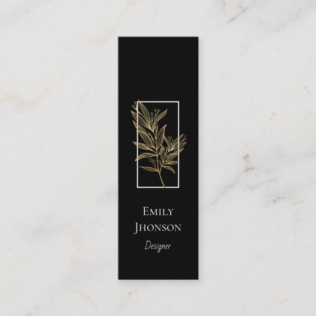 Einfache elegante Black BorderMini Business Card Mini Visitenkarte (Vorderseite)
