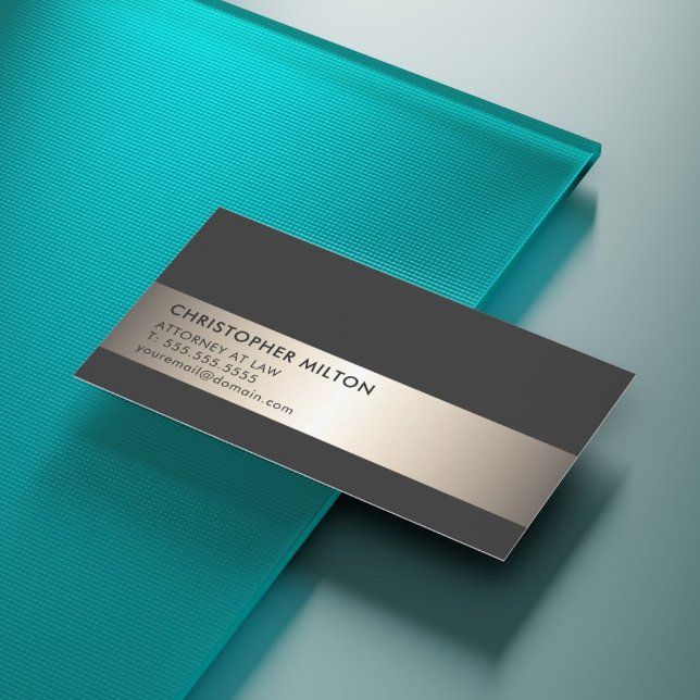 Einfache elegante Black Imitats Metal Stripe Anwäl Visitenkarte (Von Creator hochgeladen)