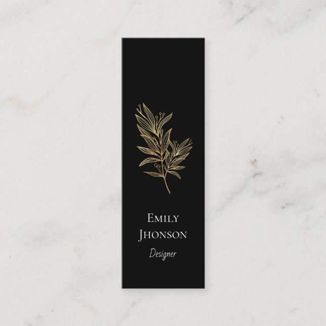 Einfache elegante Black Mini Business Card Mini Visitenkarte (Vorderseite)
