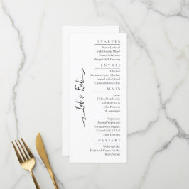 Einfache elegante Black Modern Wedding Menu Flat Menükarte