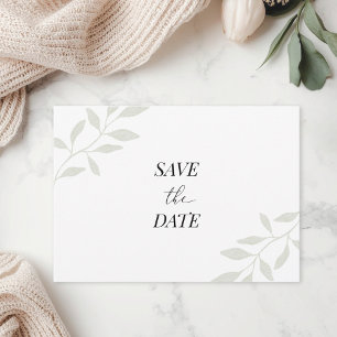 Einfache elegante Blattwerk-Foto-Hochzeit - Save t The Date