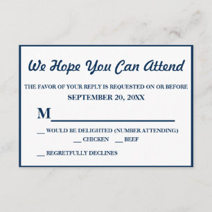 Einfache elegante blaue Hochzeits-RSVP RSVP Karte