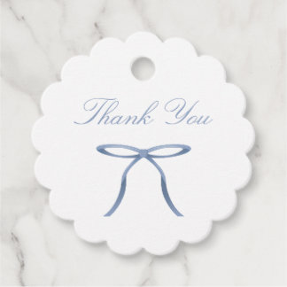 Einfache elegante blaue Schleife Baby Shower Geschenkanhänger