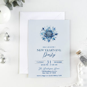 Einfache & elegante Blaue Snowflake Neues Jahr Par Einladung