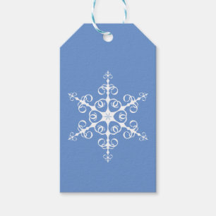 Einfache elegante blaue und weiße Schneeflocke Geschenkanhänger