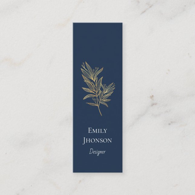 Einfache Elegante Blue Mini Business Card Mini Visitenkarte (Vorderseite)