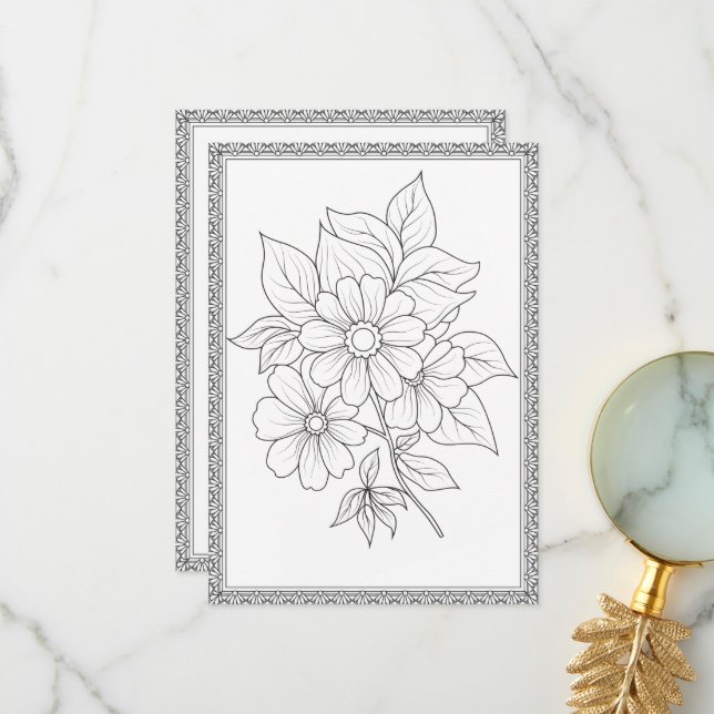 Einfache Elegante Blumen Farbe Ihre eigene Grußkar Dankeskarte (Vorderseite/Rückseite Beispiel)