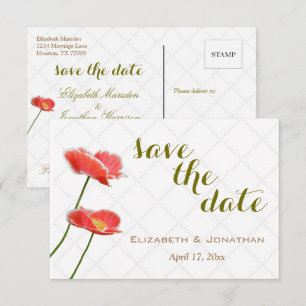 Einfache Elegante Blumen Mohn Save The Date Einladung