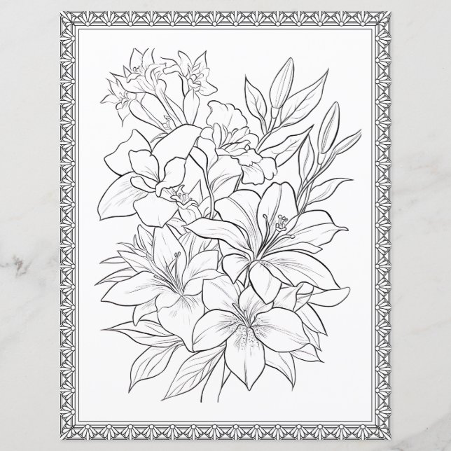 Einfache elegante Blumenfarben-Seite - Scrapbook-P (Vorderseite)