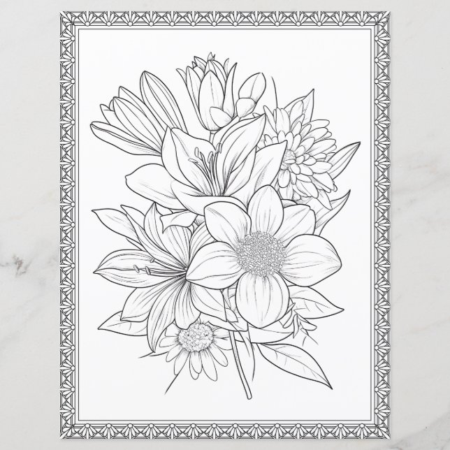 Einfache Elegante Blumenfarbseite (Vorderseite)
