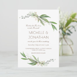 Einfache Elegante Blumengrün Christliche Hochzeit Einladung