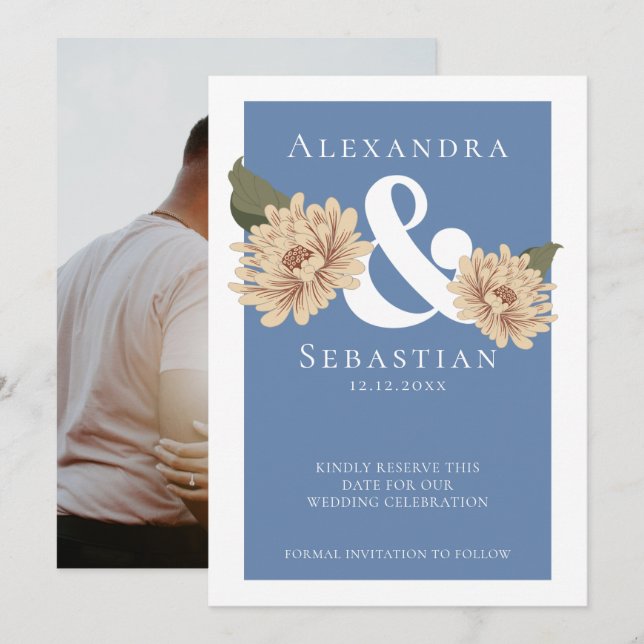 Einfache Elegante Blumenhochzeit speichert das Dat Save The Date (Vorne/Hinten)